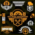 Set off-road suv car emblems, design elements, badges and icons. Royalty Free Stock Photo