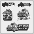 Set of off-road suv car labels,badges and design elements. Safari emblems. Royalty Free Stock Photo