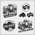 Set of off-road suv car labels,badges and design elements. Safari emblems. Royalty Free Stock Photo