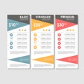 Set offer tariffs. ui ux vector banner for web app. set pricing table, order, box, button, list with plan for website in