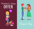 Set of Offers and Congratulations on Womens Day