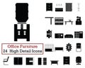 Set of 24 Office Furniture Icons Royalty Free Stock Photo