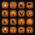 set of office icons on a black background, vector illustration eps10 Royalty Free Stock Photo