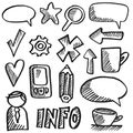 Set of office isolated doodles, sketches, Royalty Free Stock Photo