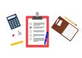 Set of office items: notebook, clipboard Royalty Free Stock Photo