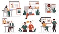 Set of office scenes vector