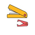 Color illustrations stapler and staple remover Royalty Free Stock Photo