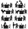 Set of office situation flat icons isolated on white Royalty Free Stock Photo