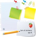 Set of office stationery - different paper peaces