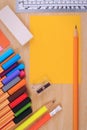 Set of Office Stationery or Math Supplies. Royalty Free Stock Photo