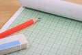 Set of Office Stationery or Math Supplies. Royalty Free Stock Photo