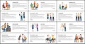 Set of Office Work Strategy Teamwork Bright Cards
