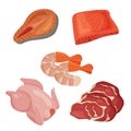 set ofmeat and fish ingredients