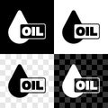 Set Oil drop icon isolated on black and white, transparent background. Vector Royalty Free Stock Photo