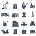 Set of oil and gas grey icons Petroleum industry Royalty Free Stock Photo