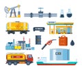 Set of oil industry: plant, equipment for production, transportation, storage.