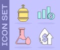 Set Oil price increase, Propane gas tank, Oil petrol test tube and Pie chart infographic and dollar icon. Vector Royalty Free Stock Photo