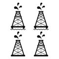 Set of oil rig flat graphic icon, fuel platform industry tower gas sign, vector illustration Royalty Free Stock Photo