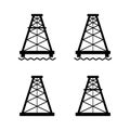 Set of oil rig flat graphic icon, fuel platform industry tower gas sign, vector illustration Royalty Free Stock Photo