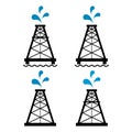 Set of oil rig flat graphic icon, fuel platform industry tower gas sign, vector illustration Royalty Free Stock Photo