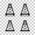 Set of oil rig flat graphic icon, fuel platform industry tower gas sign, vector illustration