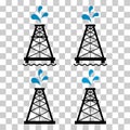 Set of oil rig flat graphic icon, fuel platform industry tower gas sign, vector illustration