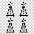 Set of oil rig flat graphic icon, fuel platform industry tower gas sign, vector illustration Royalty Free Stock Photo