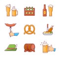 Set of Oktoberfest beer festival flat line icons. Vector illustration. Royalty Free Stock Photo