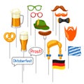 Set of Oktoberfest photo booth props. Accessories for festival and party