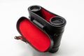 A set of old binoculars in their red lined case Royalty Free Stock Photo