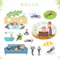 Flat type Double suit old men_relax Royalty Free Stock Photo