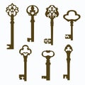 Set old carved door keys