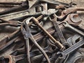 Set of old dirty tools in vintage style Royalty Free Stock Photo