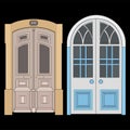 Set of old door vector art. Old door isolated on bacl background. old door in style vector. for coloring book Royalty Free Stock Photo