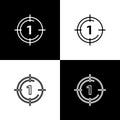 Set Old film movie countdown frame icon isolated on black and white background. Vintage retro cinema timer count. Vector Royalty Free Stock Photo