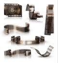 Old film strip. 3d vector icon set Royalty Free Stock Photo