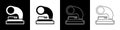 Set Old gramophone icon isolated on black and white background. Vector Royalty Free Stock Photo