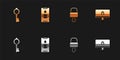 Set Old key, Eye scan, Lock and and on computer monitor icon. Vector