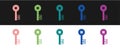 Set Old key icon isolated on black and white background. Vector Royalty Free Stock Photo