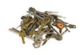 A set of old keys. Isolated over white background Royalty Free Stock Photo