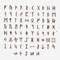 Set of Old Norse Scandinavian runes. Runic alphabet, futhark. Ancient occult symbols, vikings letters on white, rune