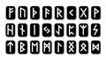 Set of Old Norse Scandinavian runes. Runic alphabet, futhark. Ancient occult symbols, vikings letters on white, rune