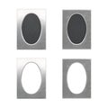 Set of old oval silver picture frames Royalty Free Stock Photo