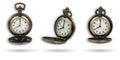 Set of old pocket watch isolated with clipping path. Royalty Free Stock Photo