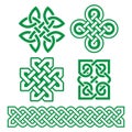 Celtic Irish patterns and braids - vector design set, traditonal Celtic knots and braids collection Royalty Free Stock Photo
