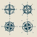 Set of old or retro compass or wind rose Royalty Free Stock Photo