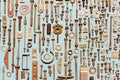 Set of old rusty metal screws, nuts and bolts Royalty Free Stock Photo