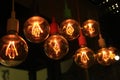 A set of old-style incandescent bulbs hanging on the ceiling Royalty Free Stock Photo