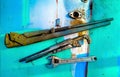 Set of old tools Set of old keys pipe wrenches adjustable spanners Royalty Free Stock Photo