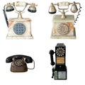 Set of old vintage public pay phone isolated Royalty Free Stock Photo